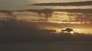 AF0001_001038 - 8K aerial stock footage of setting sun and clouds formations in Northern California
