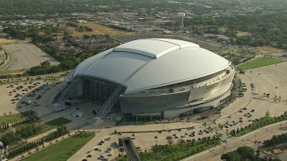 AI05_DAL_16 - 1080 aerial stock footage orbiting AT&T Stadium, Arlington, Texas