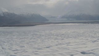 AK0001_0143 - 4K aerial stock footage Knik Glacier, Inner Lake George, Chugach Mountains, Knik Glacier, Alaska