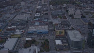 AK0001_0174 - 4K aerial stock footage Alaska Center for the Performing Arts, Merrill Field, Downtown Anchorage, Alaska