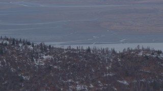 AK0001_0230 - 4K aerial stock footage Palmer Slough, Knik Arm of the Cook Inlet, Chugach Mountains, Birchwood, Alaska