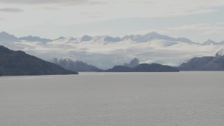 AK0001_0461 - 4K aerial stock footage flying low over a bay in Prince William Sound, Blackstone Bay, Alaska