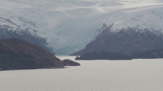 AK0001_0466 - 4K aerial stock footage part of a glacier and an island, Blackstone Bay, Alaska