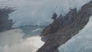 AK0001_0479 - 4K aerial stock footage ascending edge of the glacier, Blackstone Bay, Alaska