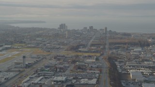AK0001_0582 - 4K aerial stock footage approaching Downtown Anchorage, Alaska