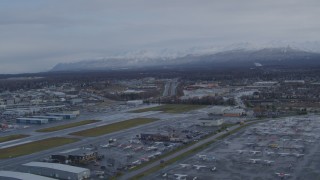AK0001_0738 - 4K aerial stock footage flying over Merrill Field, Anchorage, Alaska
