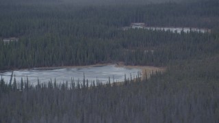 AK0001_1035 - 4K aerial stock footage flying past small ponds in the woods, Alaskan Wilderness