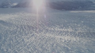 AK0001_1386 - 4K aerial stock footage the surface of the snow covered Knik Glacier, Alaska