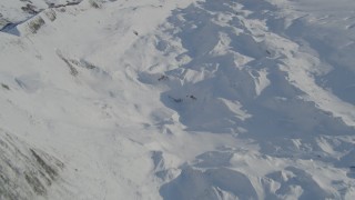 AK0001_1400 - 4K aerial stock footage the snowy ridge along edge of Knik Glacier, Alaska
