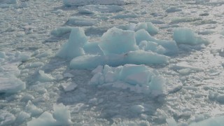 AK0001_1442 - 4K aerial stock footage glacial ice on Inner Lake George, Alaska in winter