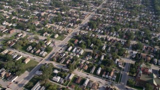 AX0001_005 - 4.8K aerial stock footage flying over residential neighborhoods in Calumet City, Illinois