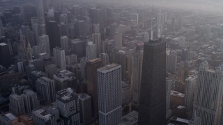 AX0001_132 - 4.8K aerial stock footage of Downtown skyscrapers and John Hancock Center, Downtown Chicago, Illinois