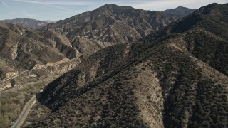 AX0005_017 - 5K aerial stock footage fly over ridges in the San Gabriel Mountains of California