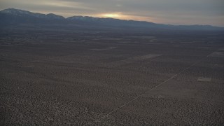 AX0007_018 - 5K aerial stock footage of VFX Background Plate of Mojave Desert at Sunset, California