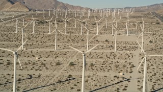 AX0013_009 - 5K stock footage aerial video of desert wind farm, San Gorgonio Pass Wind Farm, California