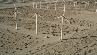 AX0013_011 - 5K aerial stock footage of desert wind farm, San Gorgonio Pass Wind Farm, California