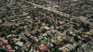 AX0013_072 - 5K aerial stock footage fly over residential neighborhoods, Palm Desert, California