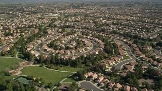 AX0014_052 - 5K aerial stock footage of flying over residential neighborhoods, Temecula, California