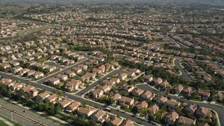 AX0014_053 - 5K aerial stock footage of flying over residential neighborhoods, Temecula, California