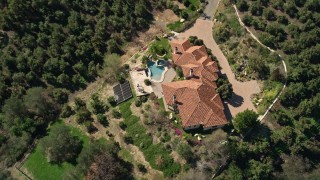 AX0015_026 - 5K aerial stock footage of a bird's eye view of an upscale country home, Fallbrook, California