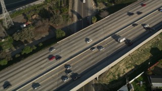 AX0017_015 - 5K stock footage aerial video of tracking traffic on Interstate 405, Carson, California