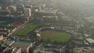 AX0017_044 - 5K aerial stock footage of orbiting a baseball field, University of Southern California