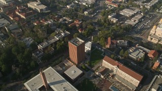 AX0017_050 - 5K aerial stock footage of flying over University of Southern California campus, California