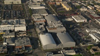 AX0017_077E - 5K aerial stock footage of approaching Ren-Mar Studios, Hollywood, California