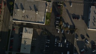 AX0017_080 - 5K aerial stock footage tilt down to bird's eye of Ren-Mar Studios, Hollywood, California