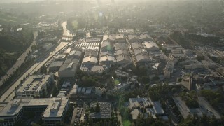 AX0017_099E - 5K aerial stock footage of Warner Brothers Studio, Burbank, California