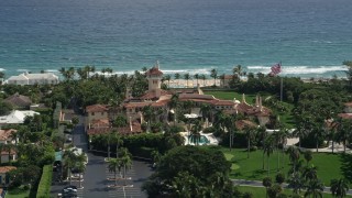 AX0019_068 - 5K stock footage aerial video of Mar-A-Lago estate with an ocean view, Palm Beach, Florida