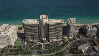 AX0020_094 - 5K aerial stock footage of beachfront luxury hotel resort in Bal Harbour, Florida