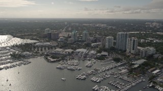 AX0021_149 - 5K aerial stock footage flyby Dinner Key Marina in Coconut Grove, Florida