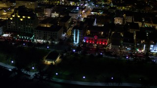 AX0023_109 - 5K aerial stock footage of hotels on Ocean Drive at night in South Beach, Florida