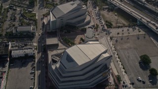 AX0024_038 - 5K aerial stock footage of Adrienne Arsht Center for the Performing Arts, Downtown Miami, Florida