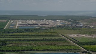 AX0025_008 - 5K aerial stock footage of South District Wastewater Treatment Plant, Homestead, Florida