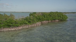 AX0027_053 - 5K aerial stock footage of approaching and flying over mangroves, Upper Sugarloaf Sound, Florida
