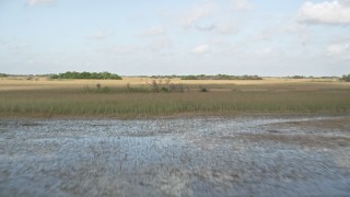 AX0030_028 - 5K aerial stock footage of flying low over marshland, Florida Everglades, Florida