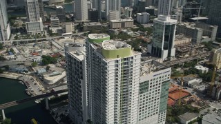 AX0031_031 - 5K aerial stock footage of Latitude on the River skyscraper, Downtown Miami, Florida