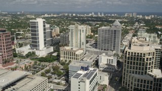 AX0031_120E - 5K aerial stock footage of Las Olas River Homes, Franklin Templeton building, Fort Lauderdale, Florida