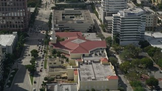 AX0031_128 - 5K aerial stock footage of passing the First Baptist Church of Fort Lauderdale, Fort Lauderdale, Florida