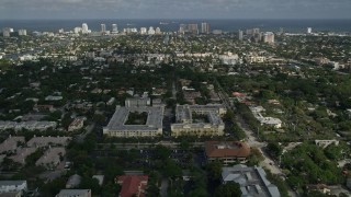 AX0031_131 - 5K aerial stock footage of approaching apartment buildings, Fort Lauderdale, Florida