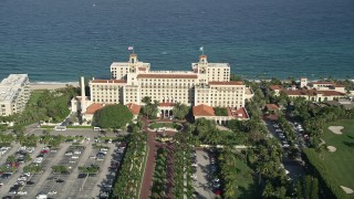 AX0032_102E - 5K aerial stock footage of Breakers Ocean Golf Course, The Breakers Palm Beach, Palm Beach, Florida