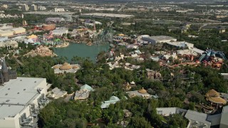 AX0035_018 - 5K aerial stock footage of the Universal Studios Florida theme park in Orlando, Florida