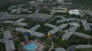 AX0035_045 - 5K stock footage aerial video flyby Disney's All-Star Sports Resort at Walt Disney World, Orlando, Florida