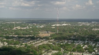 AX0035_107E - 5K aerial stock footage flyby radio towers in Winter Garden, Florida