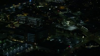 AX0156_020 - 7.6K aerial stock footage of a close-up view of buildings at Children's Hospital Los Angeles in Hollywood, California