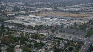 AX0157_028E - 7.6K aerial stock footage orbiting Westfield Topanga Mall in Woodland Hills, California