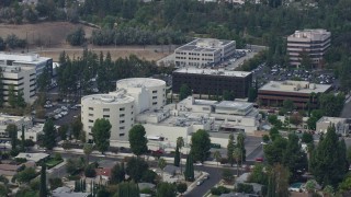 AX0157_031 - 7.6K aerial stock footage approaching West Hills Hospital in West Hills, California