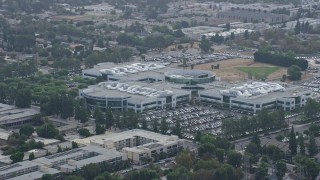 AX0157_071 - 7.6K aerial stock footage Medtronic office building in Northridge, California